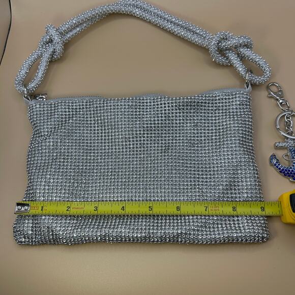 Set of Sparkly Silver Evening Bag / Nautical Anchor Keychain Sparkling Charm - Picture 5 of 9
